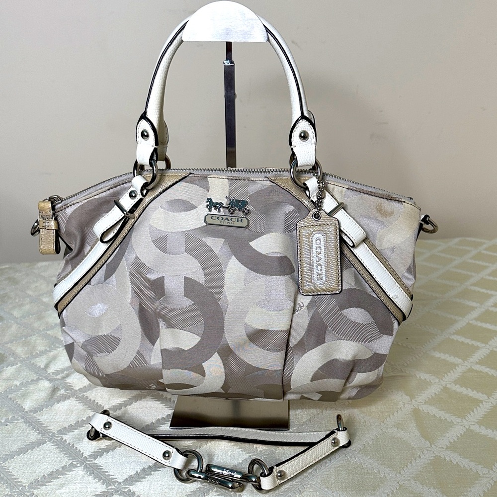 Coach Beige and Cream Signature Satchel